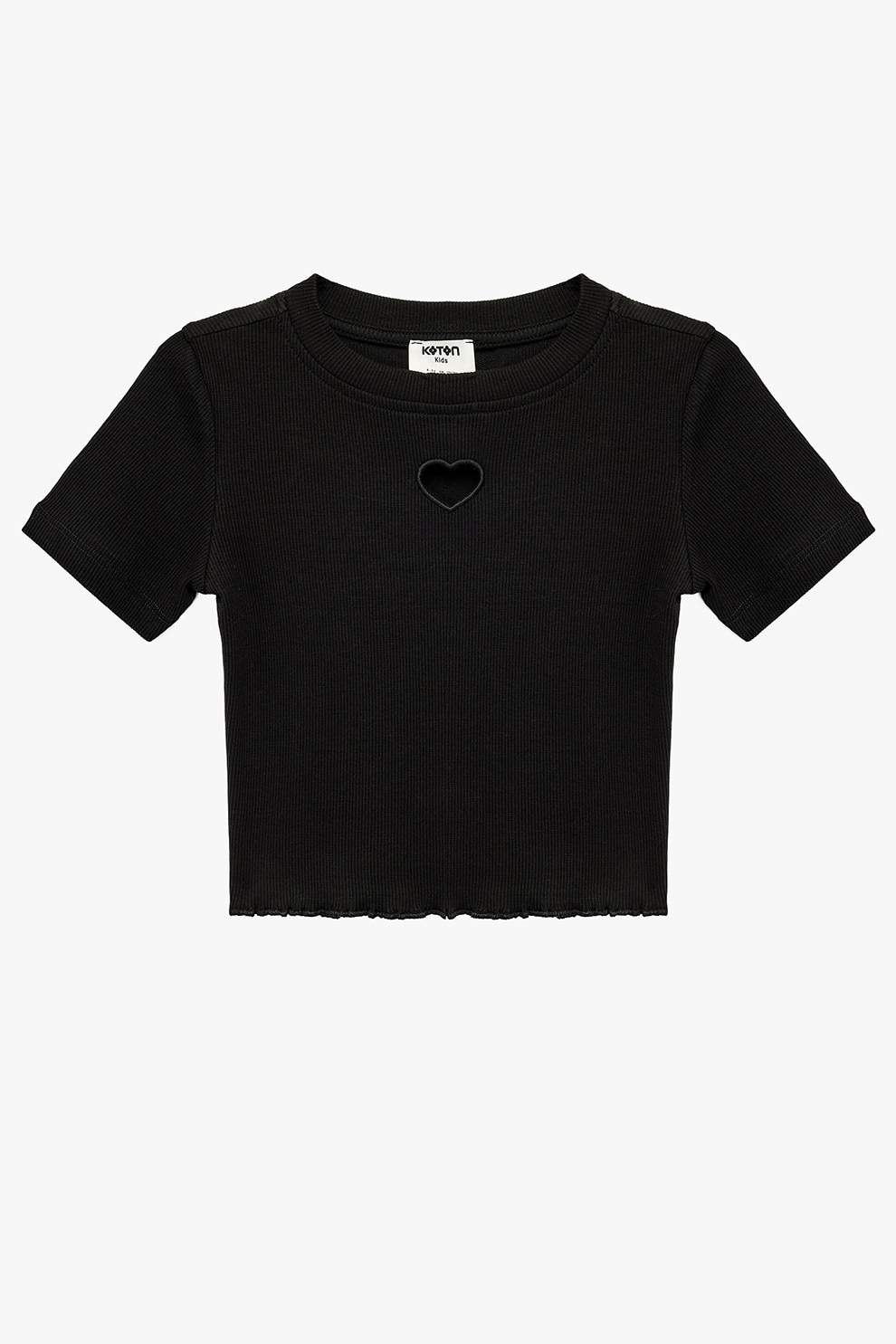 KOTON, Tricou crop cu decupaj in forma de inima, Negru, 122-128 CM