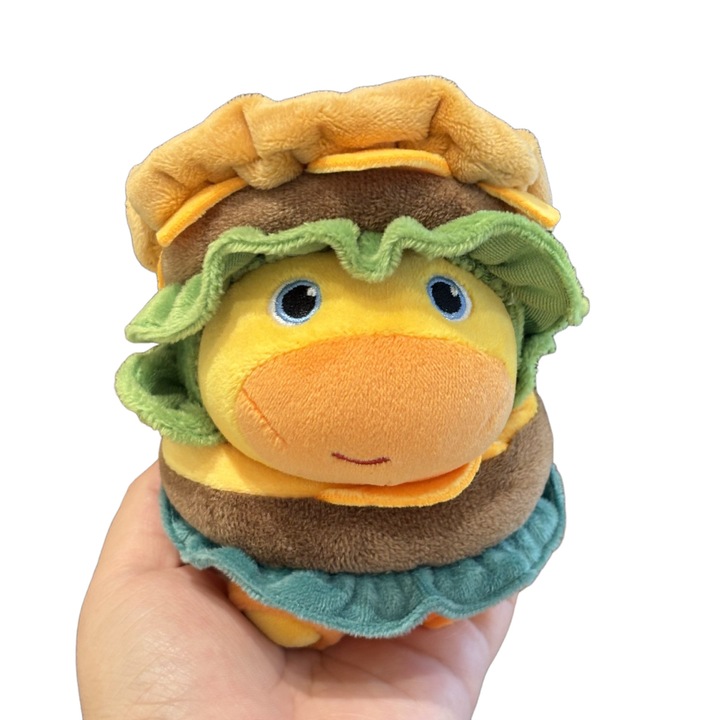 Jucarie plus, model animal, galben, accesoriu hamburger