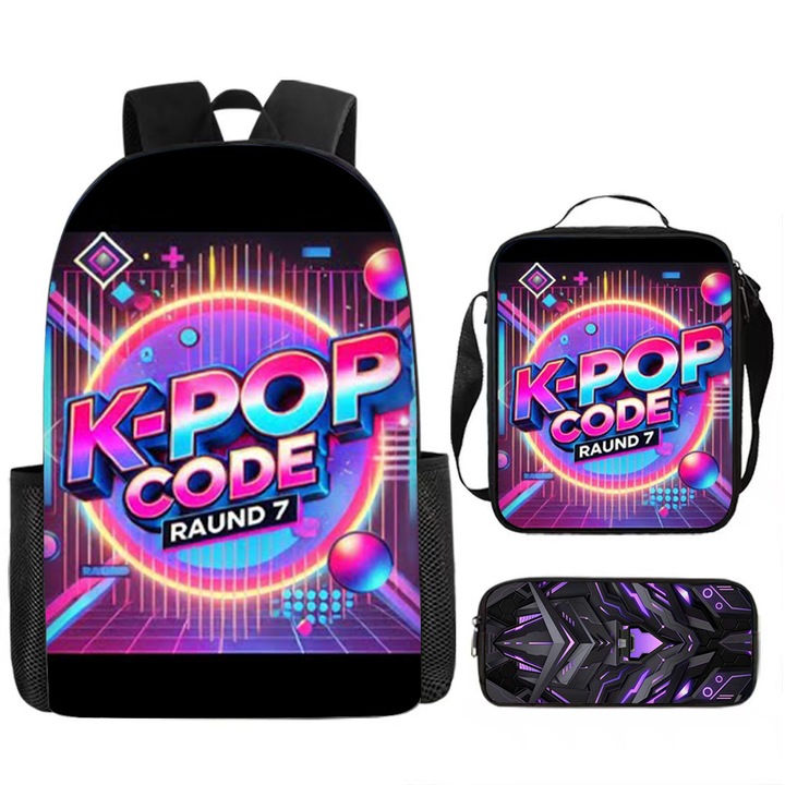 K-pop Witch Hunt Trio 17 hüvelykes hátizsák szett Trendi divatos hátizsák szett Tolltartó és hőszigetelt táska