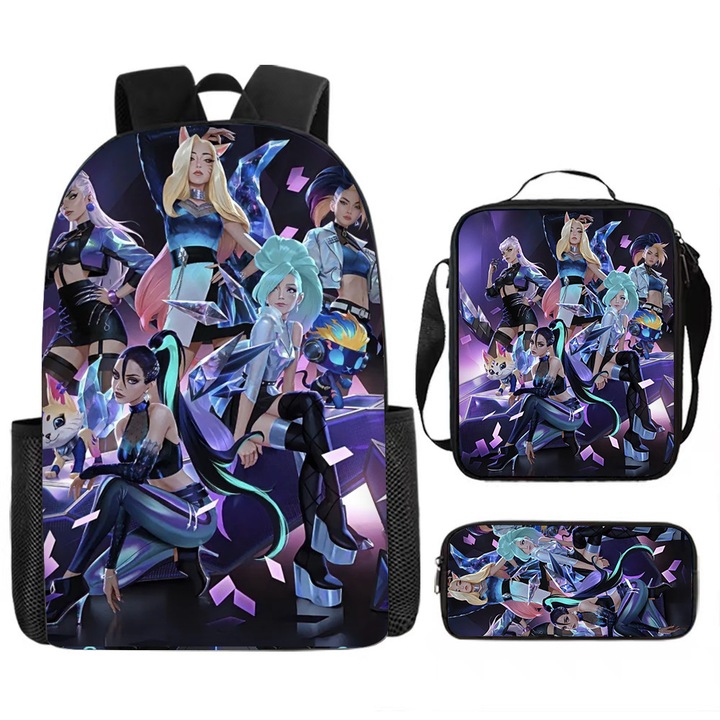 K-pop Witch Hunt Trio 22 hüvelykes hátizsák szett Trendi divatos hátizsák szett Tolltartó és hőszigetelt táska