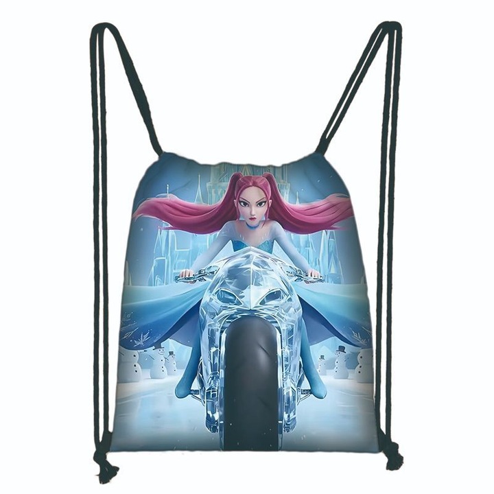 Ghiozdan din material Oxford cu siret, cu model Kpop Demon Hunters