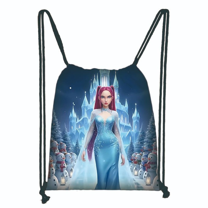 Ghiozdan din material Oxford cu siret, cu model Kpop Demon Hunters