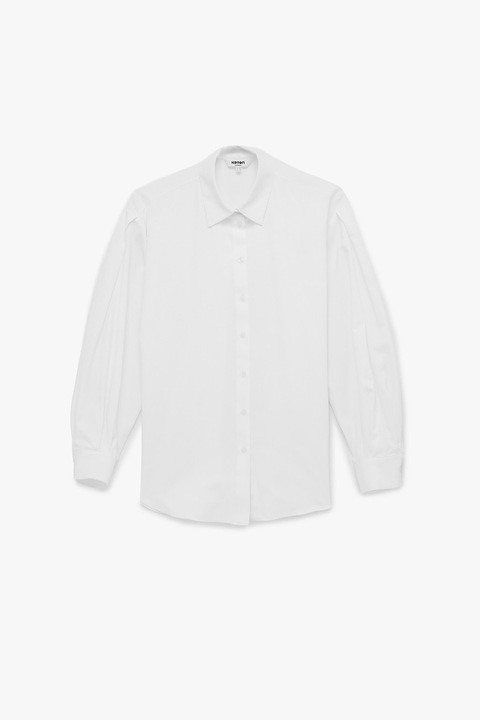 KOTON, Camasa din amestec de bumbac cu maneci cazute, Alb optic