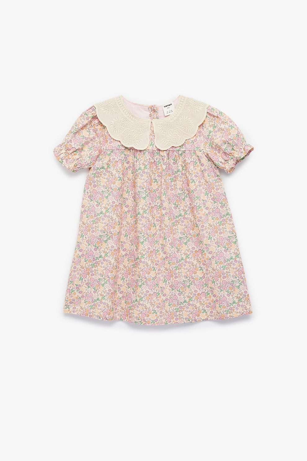 KOTON, Rochie cu imprimeu floral si guler Peter Pan, Rosu, Galben, Violet, 92-98 CM