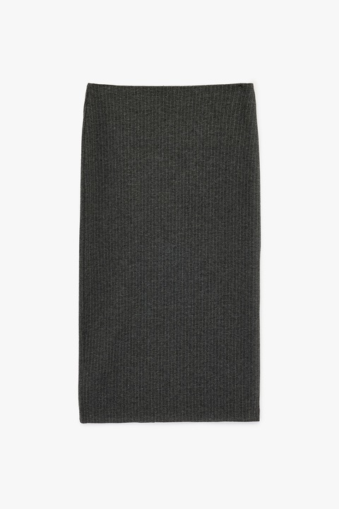 KOTON, Fusta slim fit cu dungi, Gri inchis