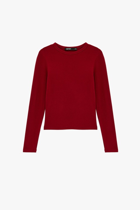 KOTON, Bluza cu decolteu rotund, Rosu inchis