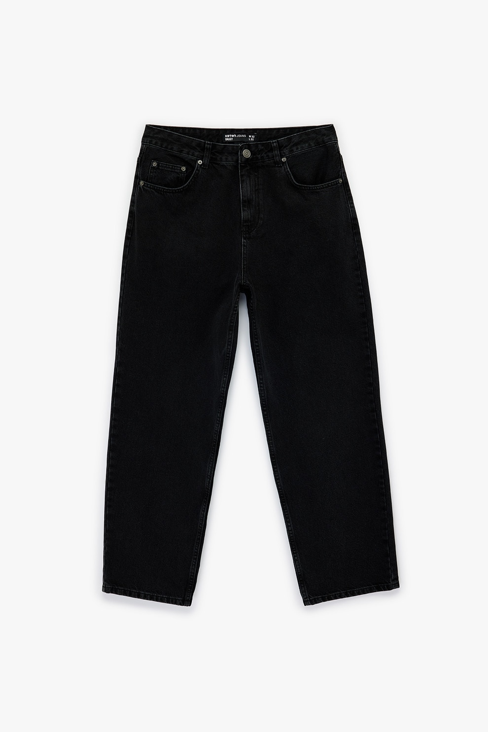 KOTON, Blugi uni cu talie medie, Negru, W34-L32