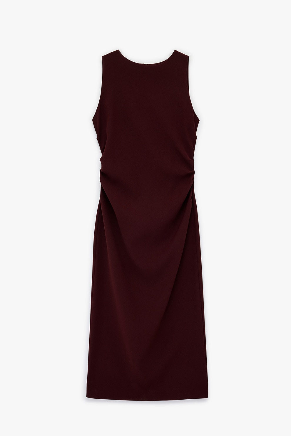 KOTON, Rochie midi cu croiala cambrata si detalii drapate, Rosu inchis, 38