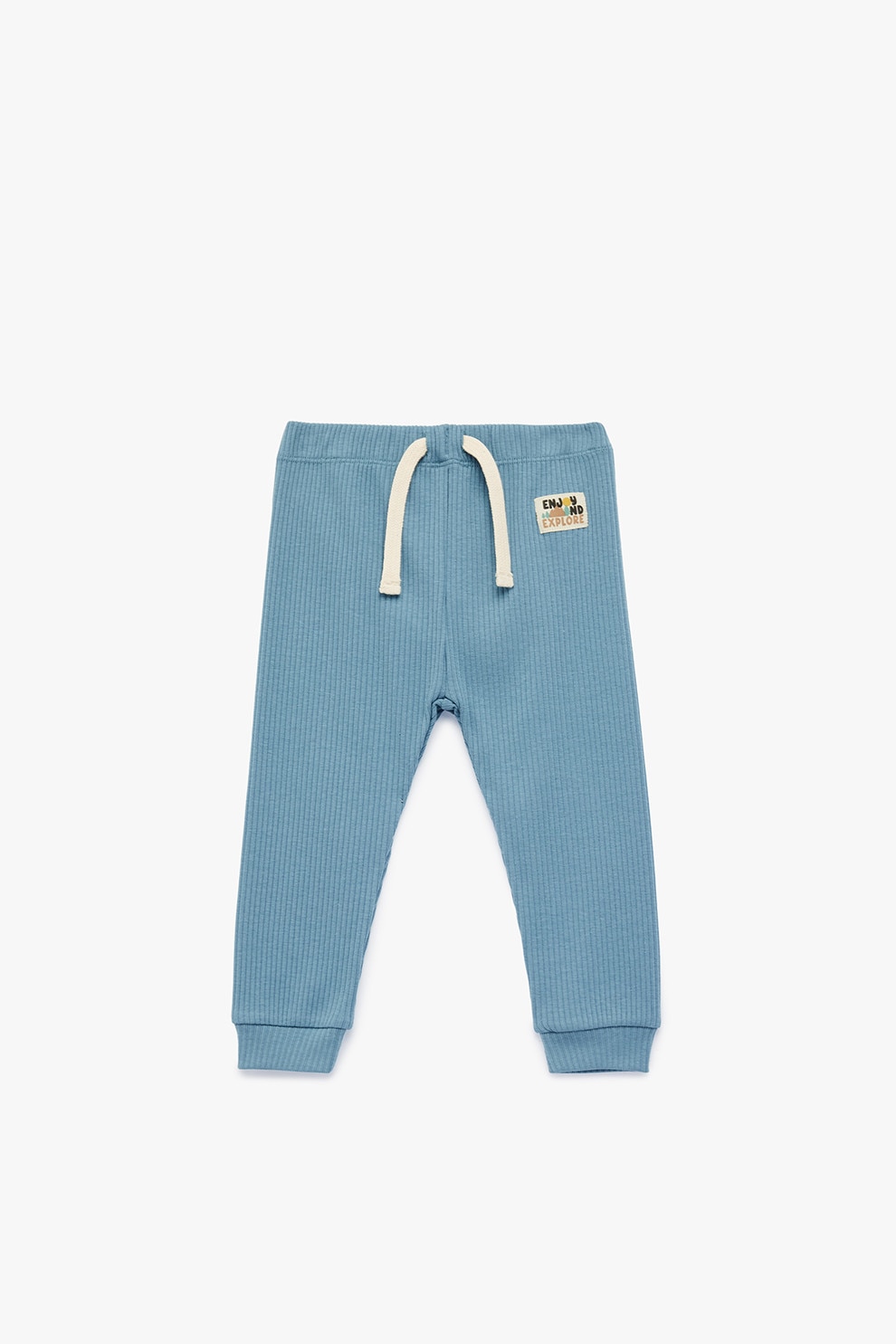 KOTON, Pantalomi de trening din amestec de bumbac cu snur, Albastru pastel, 92-98 CM