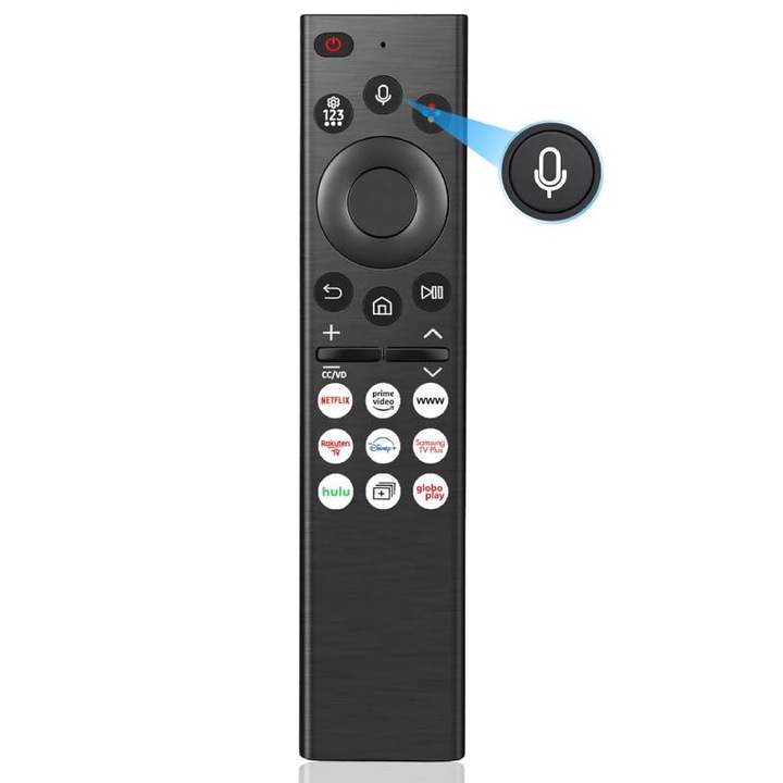 Hangvezérléses távirányító a 2018-2024-es Samsung LED televíziók teljes választékához - Smart TV távirányító hangvezérléssel, Samsung QLED, UHD, The Frame modellekhez, fekete