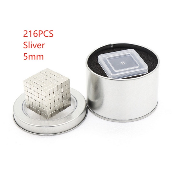 216 db mágnesgolyó készlet, ZONA, 5mm, ezüst, fém, 10 év+