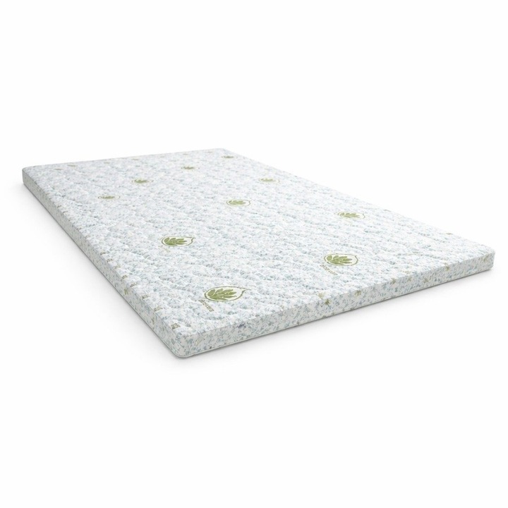 Topper saltea Memory cu Aloe Vera, 140x190cm, 5 cm grosime, husa detasabila cu fermoar
