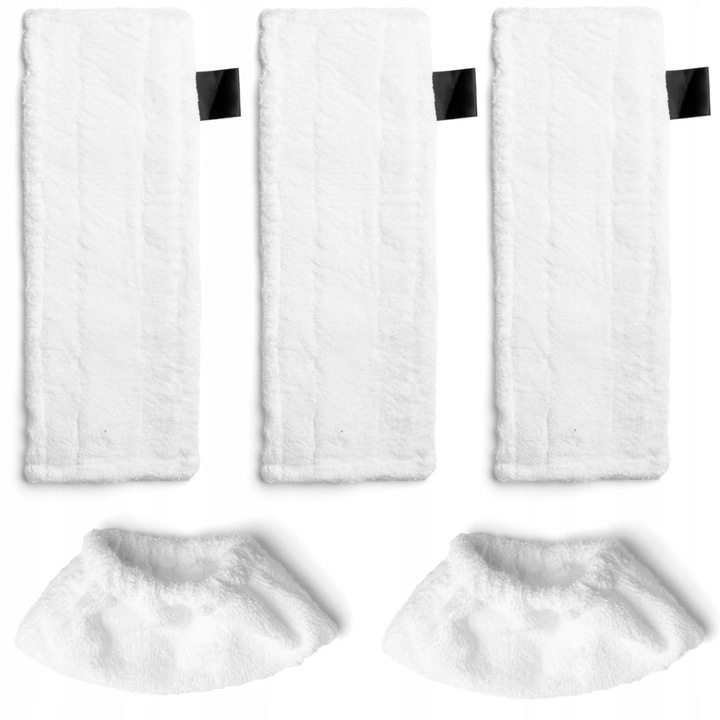 Pachet 5 Lavete Microfibra pentru Mop cu Abur Karcher EasyFix, Alb, Lavabile