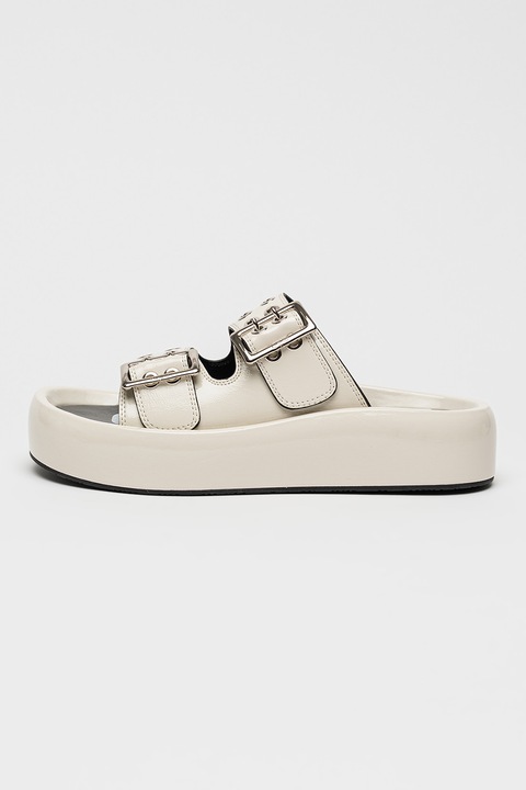 Buffalo, Papuci flatform Raya Ari, Negru/Alb murdar, 40