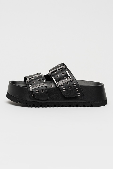 Buffalo, Papuci flatform cu catarama Jane Ari, Negru, 36