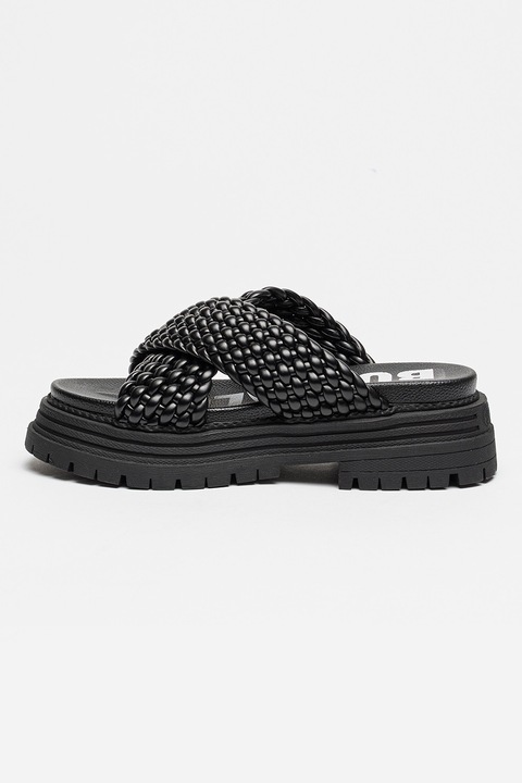 Buffalo, Papuci din piele ecologica Lennox Cross, Negru, 37