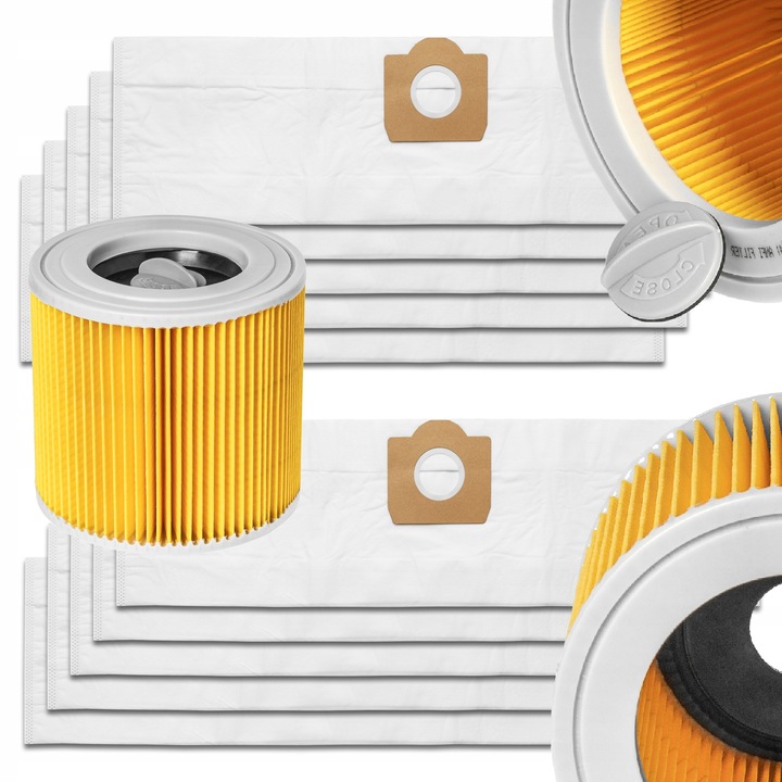 Set 10 Saculeti Filtru Microfibra AFC pentru Aspiratoare Karcher WD3, WD2, KWD V, Performanta Uscata si Umida