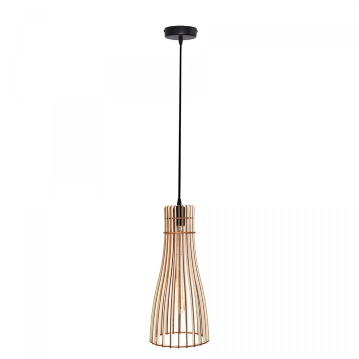 Lusta Temar, lampa suspendata din lemn Bottle But 410, culoare naturala