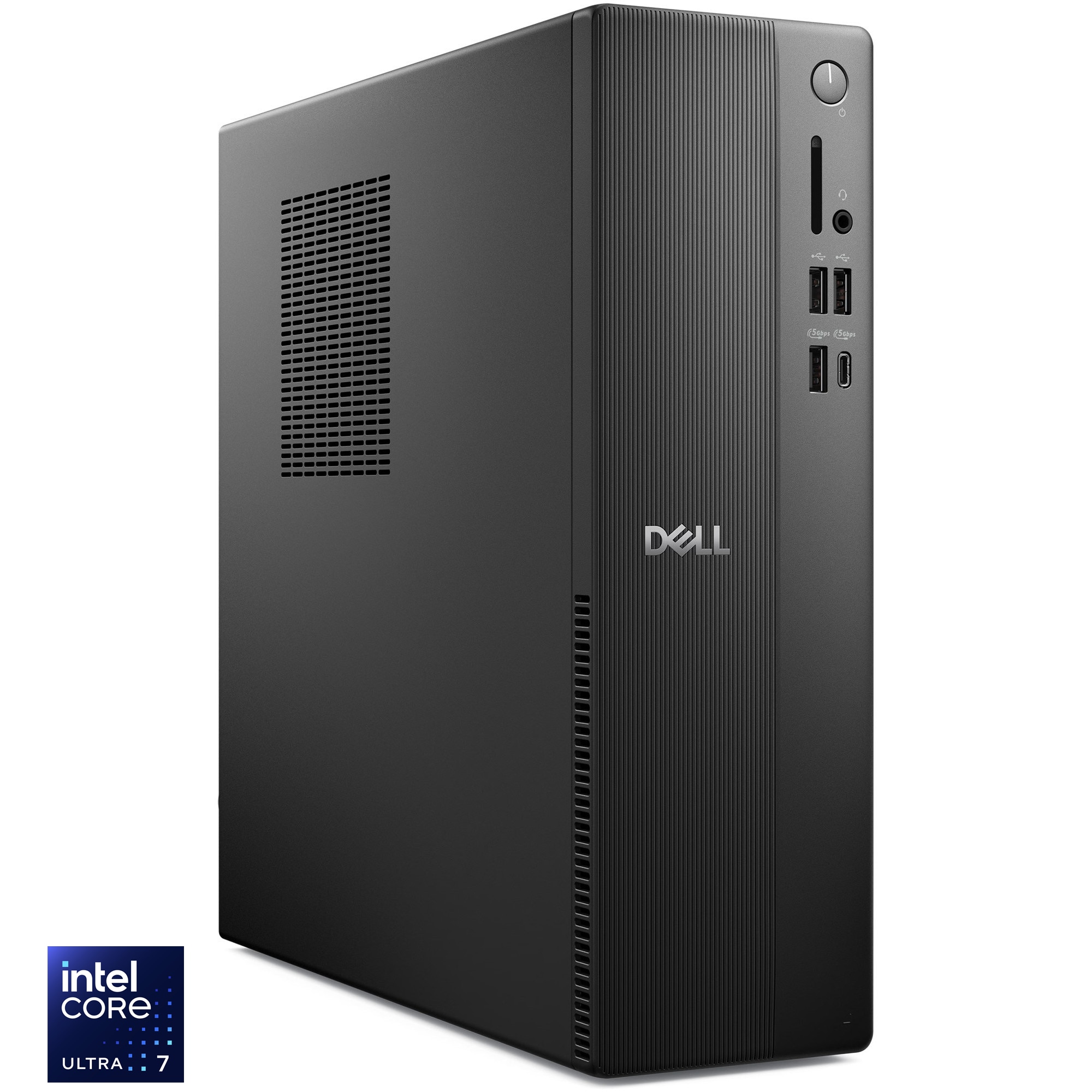 Sistem Desktop PC Dell Slim ECS1250 SFF cu procesor Intel® Core™ Ultra 7 265 pana la 5.3GHz, 16GB DDR5, 1TB SSD, Intel® Graphics, Ubuntu, Negru