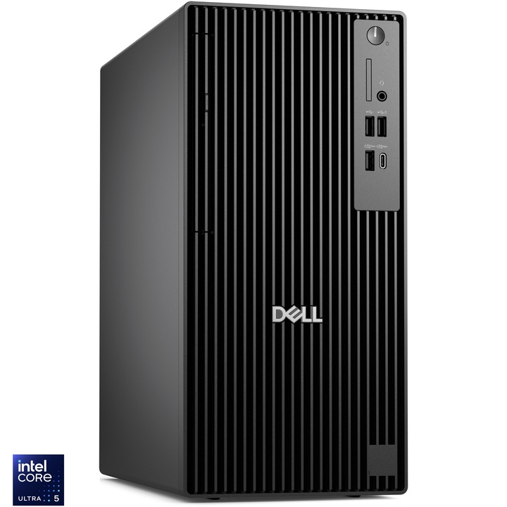 Настолен компютър Dell Pro Plus QBT1250 Tower с процесор Intel Core Ultra 5 235 до 5GHz, 16GB DDR5 RAM, 512GB SSD, Intel Graphics, Ubuntu, Черен