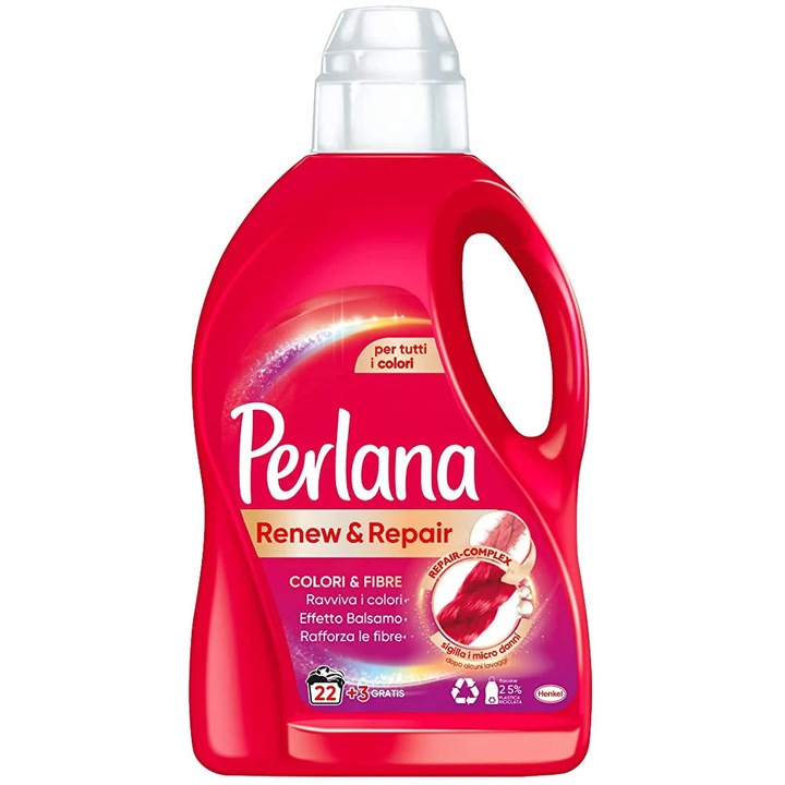 Detergent universal Perlana Renew & Repair 1.4 l, pentru rufe colorate, 28 spălări