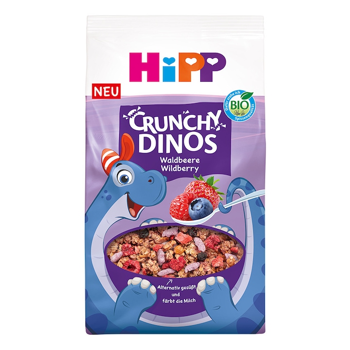 Dinozauri crocanti cu fructe de padure Muesli, Bio, 300 g, HIPP