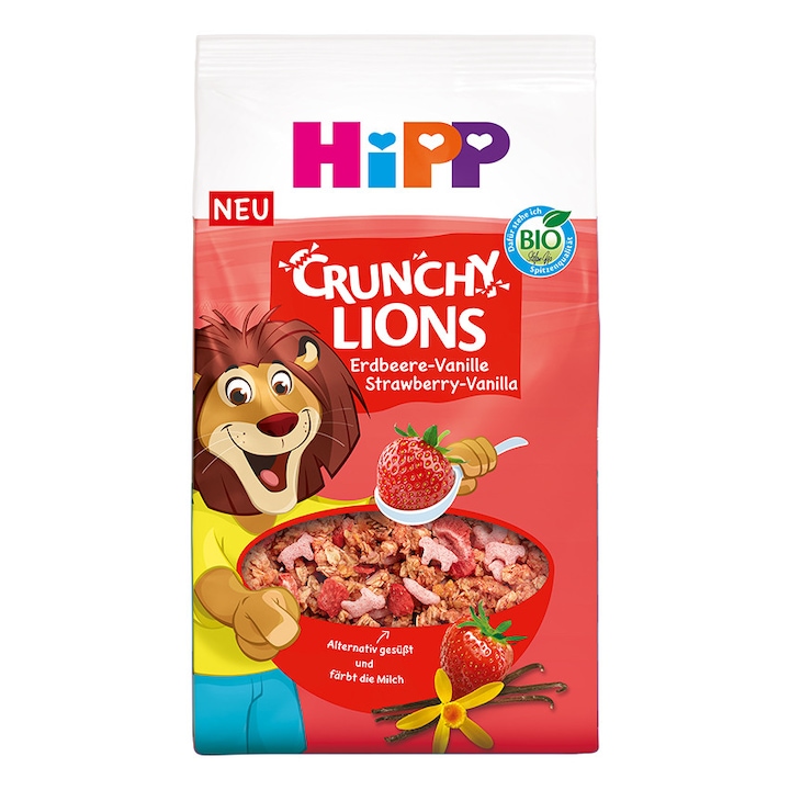 Lei crocanti cu capsuni si vanilie, Muesli, Bio, 300 g, HIPP