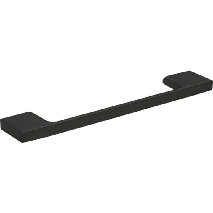 Mâner pentru mobilă, aluminiu negru mat, 128mm distanță perforații, 162x27x7mm