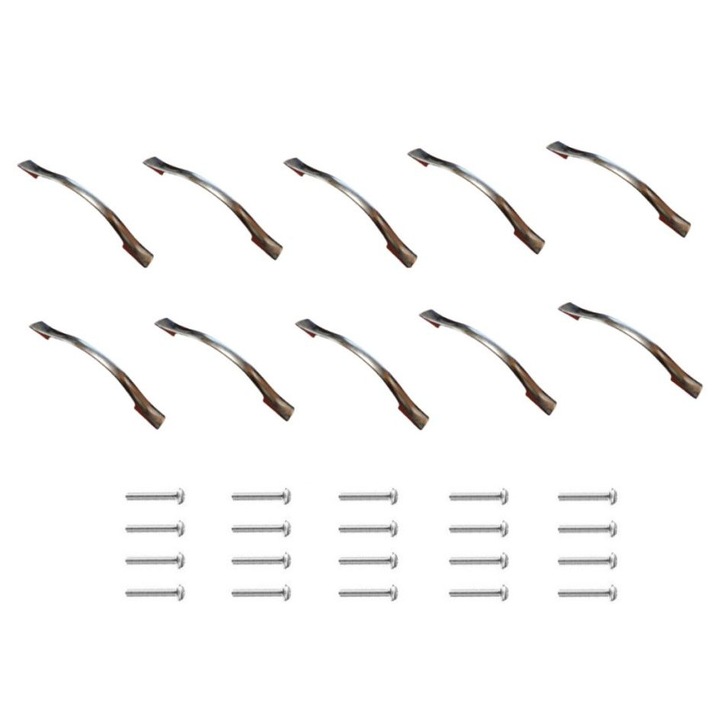 Maner mobilier metalic Noktali 96mm, finisaj cromat, set 10 bucati