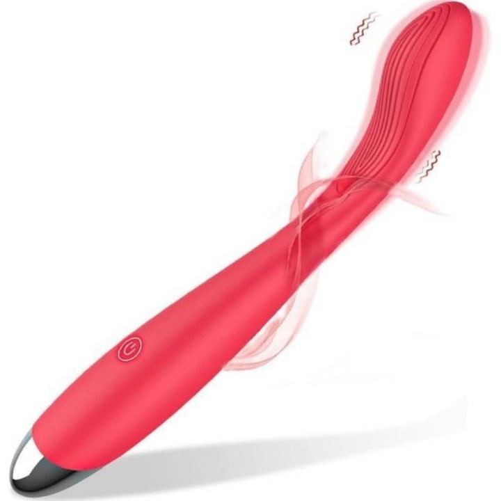 Мултифункционален вибратор за жени, стимулатор за клитор, вагинален и анален, мек и ергономичен силикон, презареждащ се, водоустойчив, 10 режима на вибрация, интимна играчка за двойки, 19.6 см, секс играчки, червен