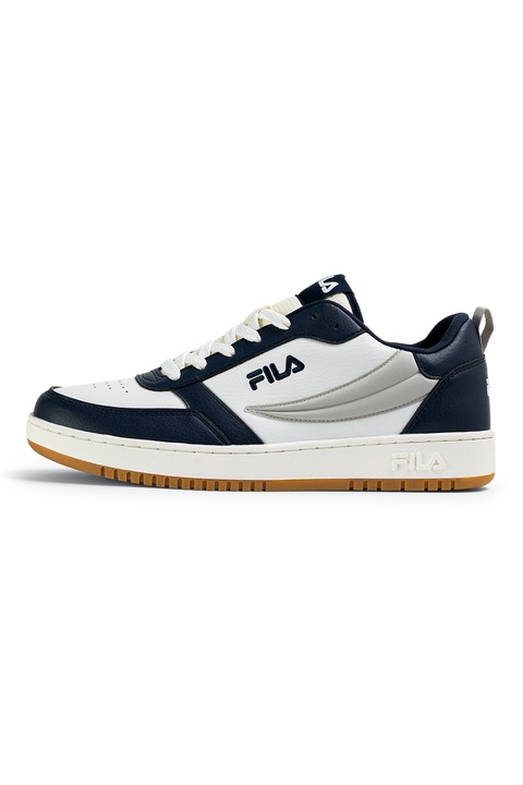 Fila, Pantofi sport de piele ecologica cu detalii perforate Rega, Alb, Gri deschis, Bleumarin, 46