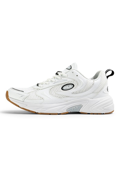 Fila, Pantofi sport de piele ecologica cu garnituri din material textil Kreatix, Alb/Negru/Gri deschis