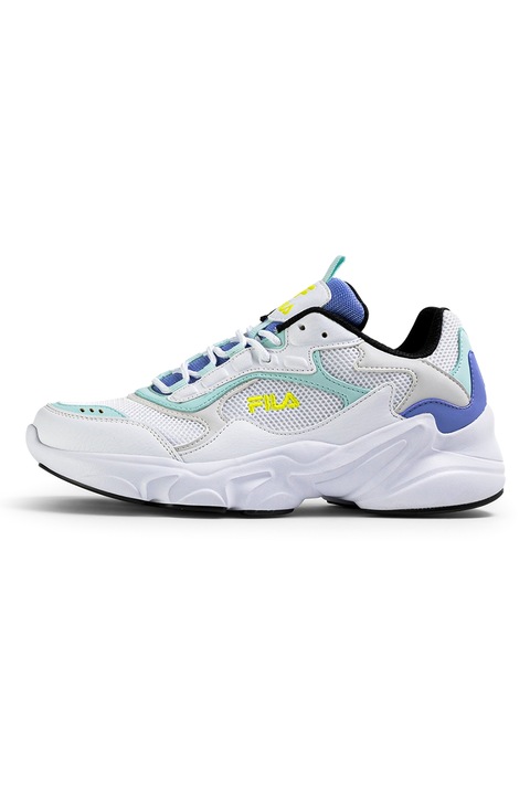 Fila, Pantofi sport cu garnituri din piele ecologica Collene CB, Alb/Verde pal/Albastru