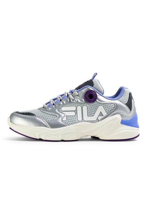Fila, Pantofi sport cu insertii din piele ecologica, Argintiu