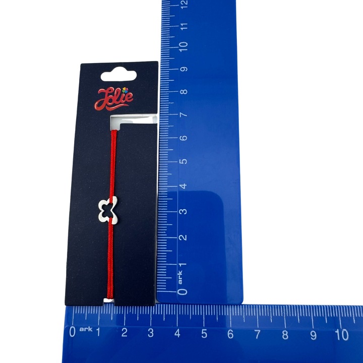 Martisor Bratara din Inox pentru Copii, Jolie, Textil si Inox, Snur Rosu, Model Fluture, Argintiu