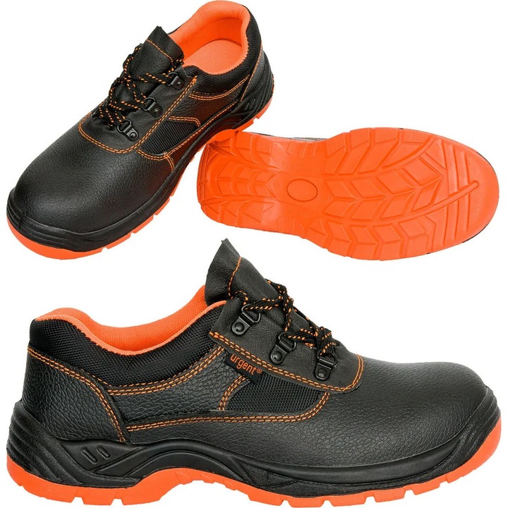 Pantofi de lucru, Urgent, model 201 S1, talpa negru-portocalie, piele, poliuretan, 44