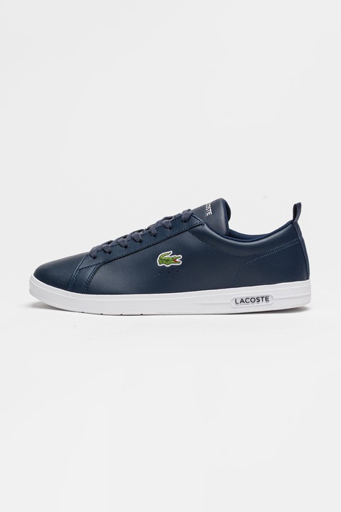 Lacoste, Кожени спортни обувки до глезена Court Base с лого, Тъмносин
