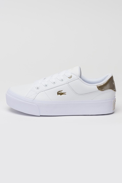 Lacoste, Ziane flatform bőrsneaker, Aranyszín/Fehér