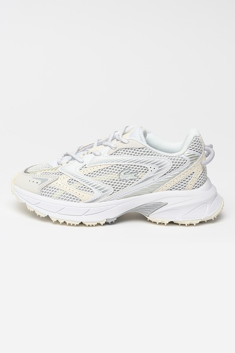 Lacoste, Спортни обувки Neo Shot с мрежести зони, Мръснобял/Крем, 40