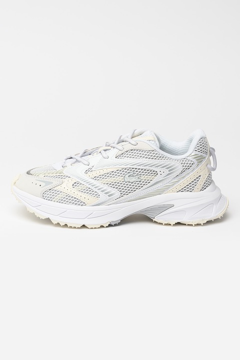 Lacoste, Спортни обувки Neo Shot с мрежести зони, Бял/Светло бежово