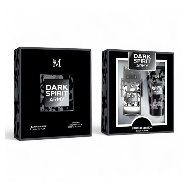Set cadou parfum si gel de dus barbati, Dark Spirit Army