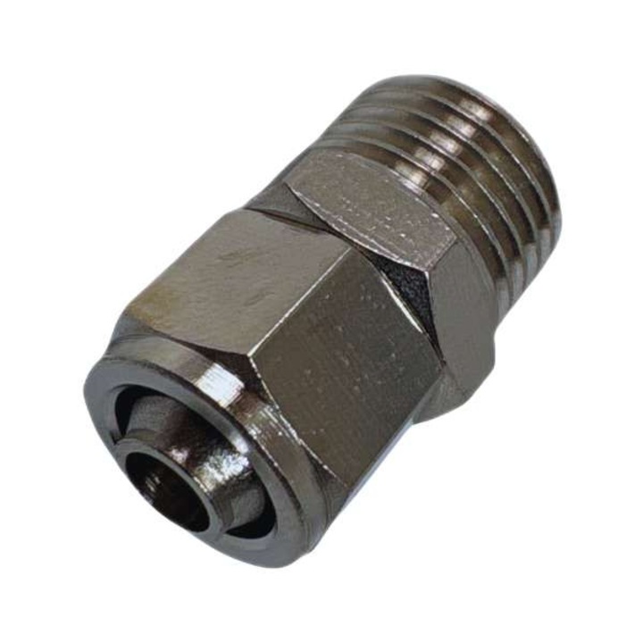 Conector furtun pneumatic, AZ, 8 mm, filet 12, 7 mm, presiune maximă 60 bar, material alamă nichelată, 22, 5 mm