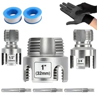 Set Filetare Tevi PPR/PVC Omelivon®, 3 Matrite (Include 1"-DN25, 3/4"-DN20, 1/2"-DN15), Compatibil Bormasina, 2x Teflon + Manusi, Kit Profesional pentru Mesteri, Casa si Gradina