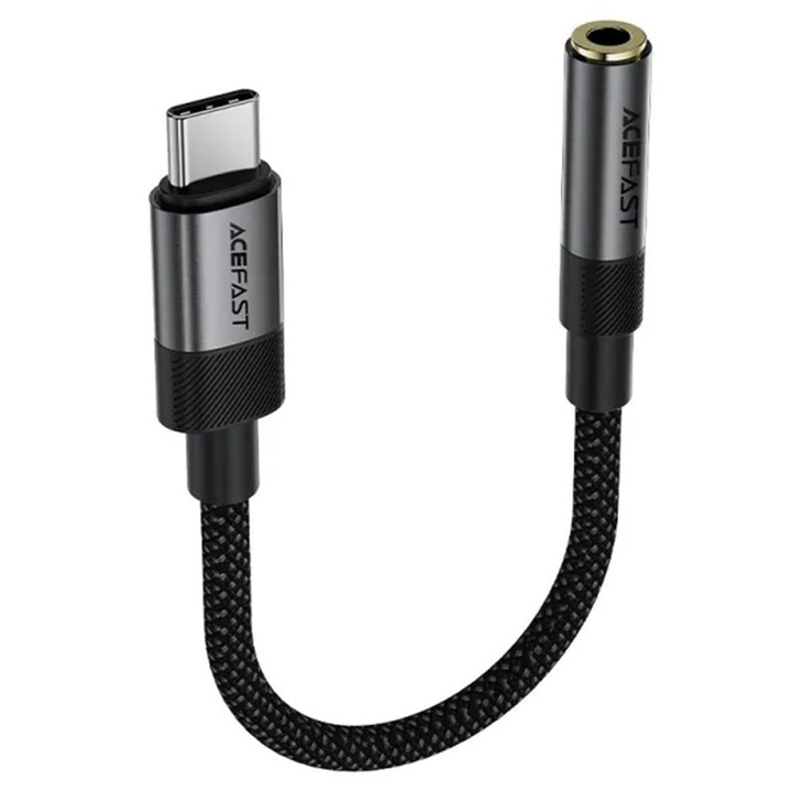 Adaptor audio Type-C la Jack 3.5mm, Acefast, 15cm, negru