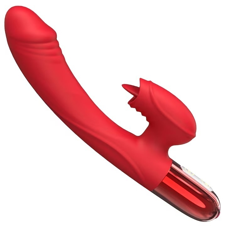 Többfunkciós vibrátor, piros, 230x37x85mm, bőrbarát szilikon, intelligens fűtés, ultra-csendes kialakítás