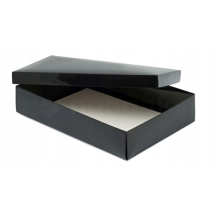 Cutie Cadou Cu Capac Decorativa, Neopak, 350x240x70 mm, Carton Masiv Lucios Rigid, 300g/m2, Ambalaj Elegant Reutilizabil Cadouri Premium, Negru