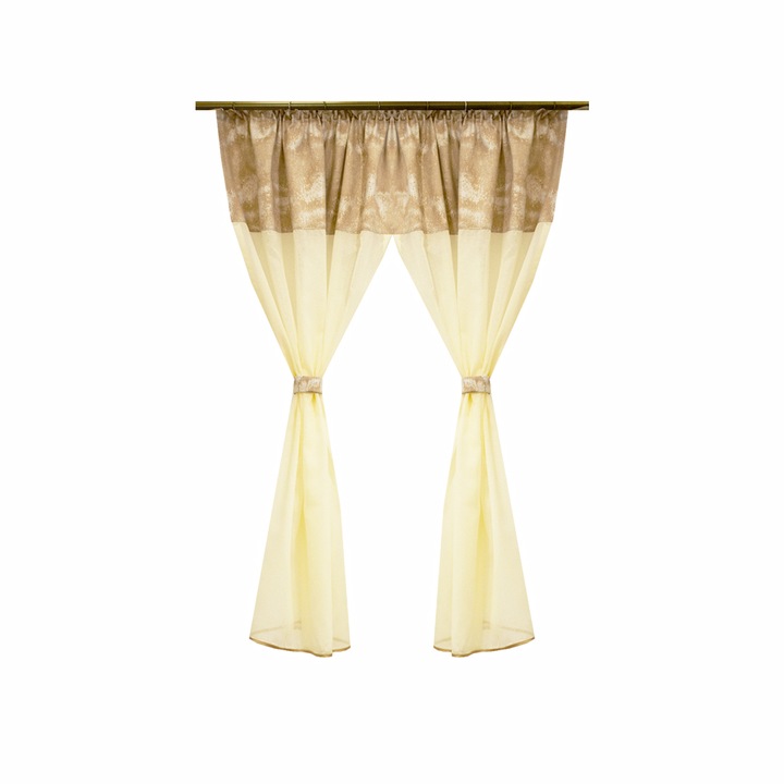 Perdea Velaria crem si tafta bej antichizat, 190x140 cm