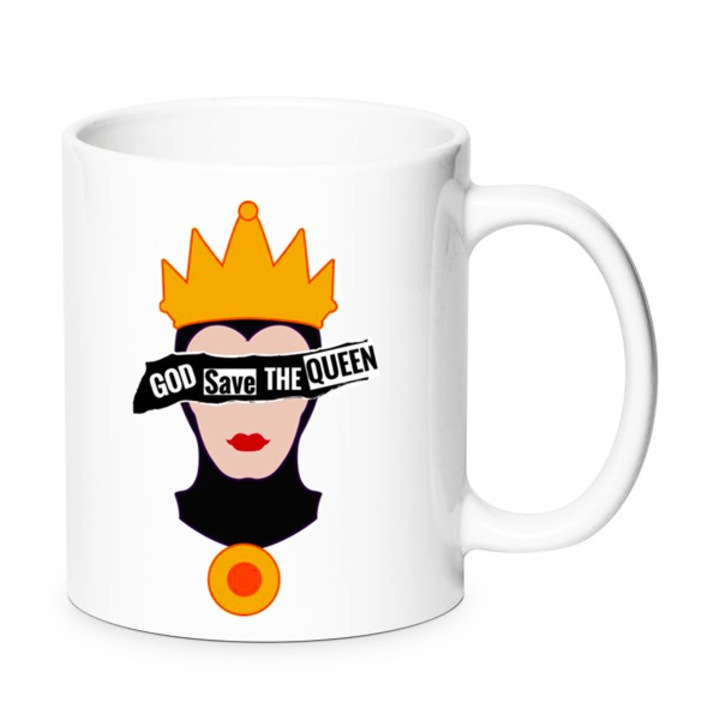 Cana ceramica Evil Queen 330ml, Design No6, calitate premium, lavabila la masina de spalat, neagra