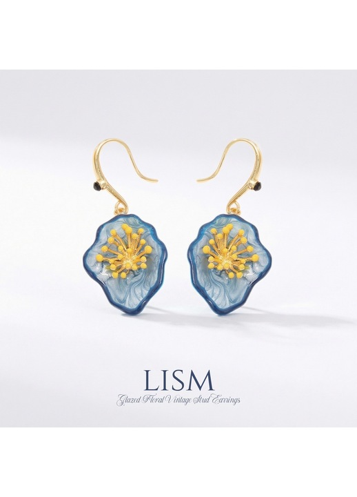 Cercei Picatura cu Floare, Design Artistic, Argint 925 si Placare Aur 18K