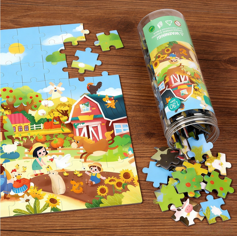 Puzzle copii 130 piese, Joc educativ 3 4 5 ani, Puzzle carton rezistent ...